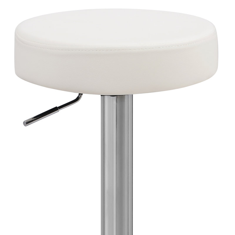 Bartz Swivel Upholstered Adjustable Height Counter Stool with Metal Frame, White