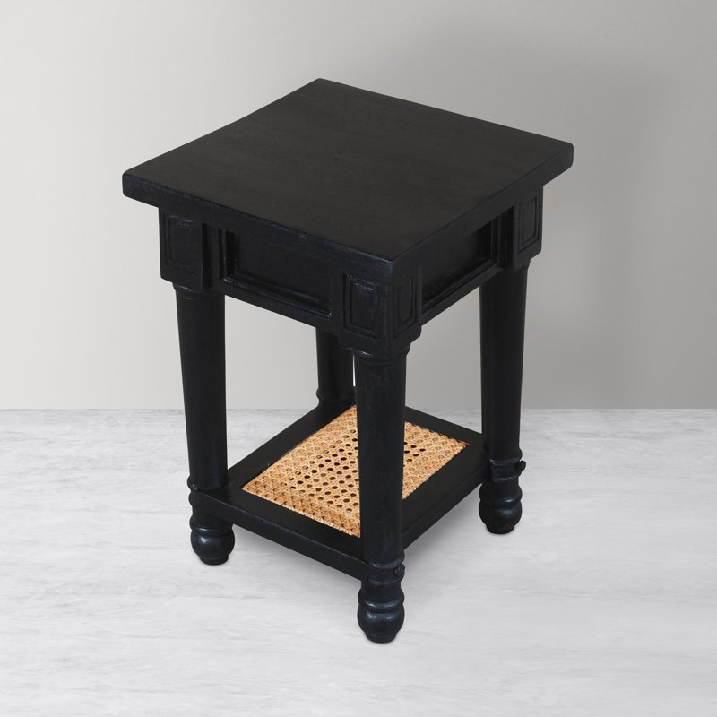 Table de bout en bois massif avec rangement Anjuman