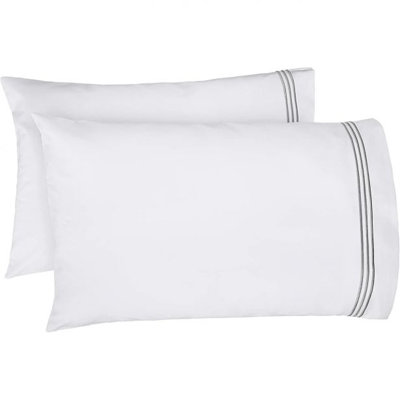 400TC Triple Embroidery Cotton Sateen Pillowcases (Set Of 2)