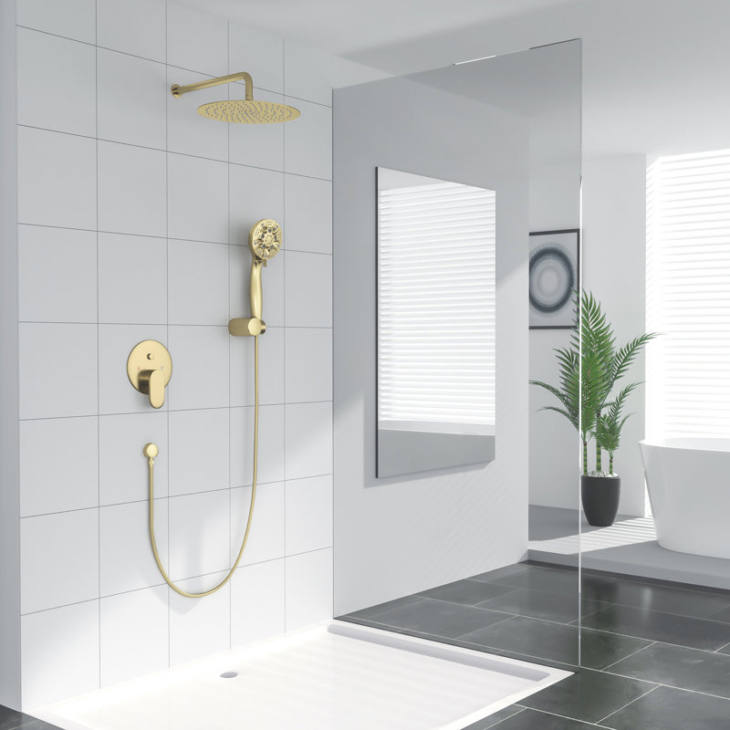 Complete Shower System with Rough in-Valve, Gold Brushed