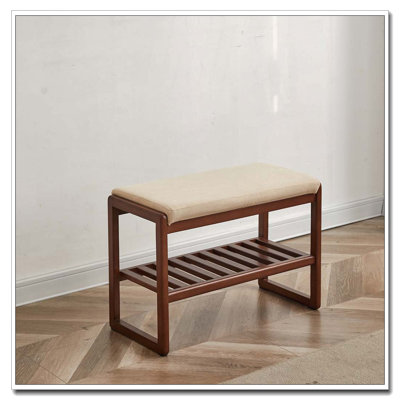 Banc à chaussures en bois massif, étagère de rangement en bois de hêtre