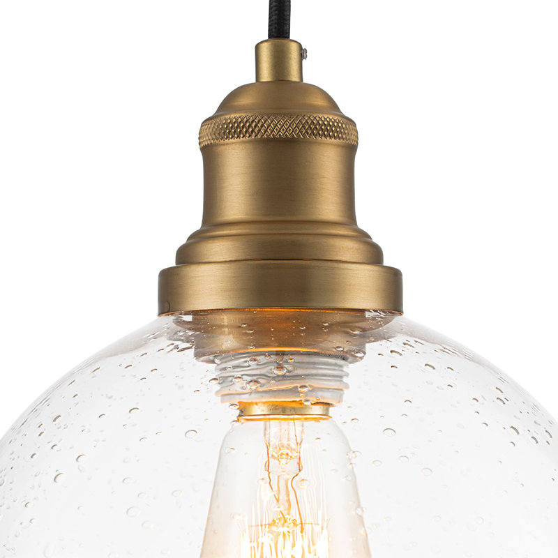 Luminaire suspendu sphère en verre transparent 1 lumière