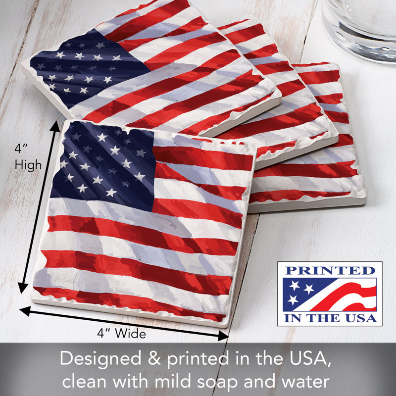 Liberty Flag 4-Pack Tumbled Tile Stone Coasters