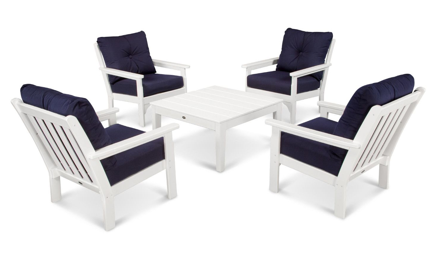 POLYWOOD® Vineyard 4-Person Patio Seating Group, Black, Navy