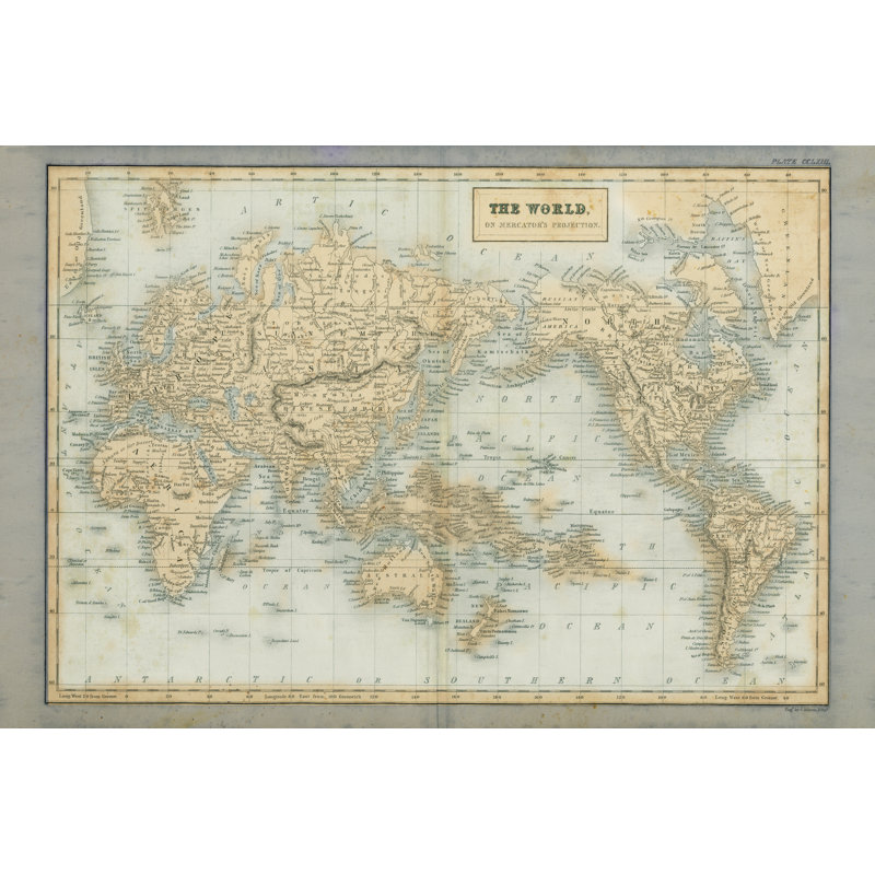 " The World Map Neutral " by Wild Apple Portfolio, 32" H x 48" W x 1.25" D