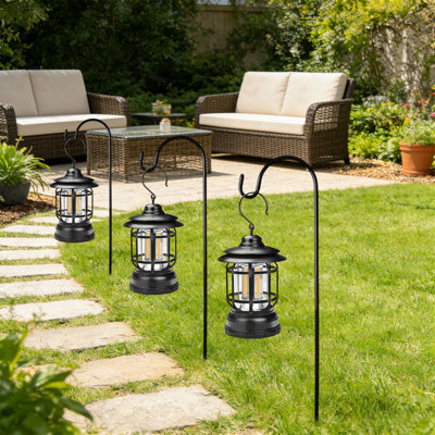 Adjustable Shepherds Hook Garden Stake 3 Height Options Heavy Duty Metal Plants Hanger For Outdoor Lawns And Patio