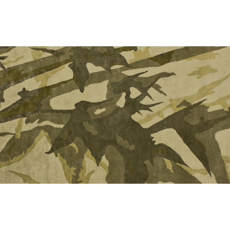 Abstract Area Rug in Olive, Rectangle 3' x 5'