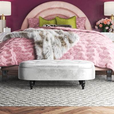 Monica 100cm Wide Velvet Tufted Oval Solid Colour Standard Ottoman