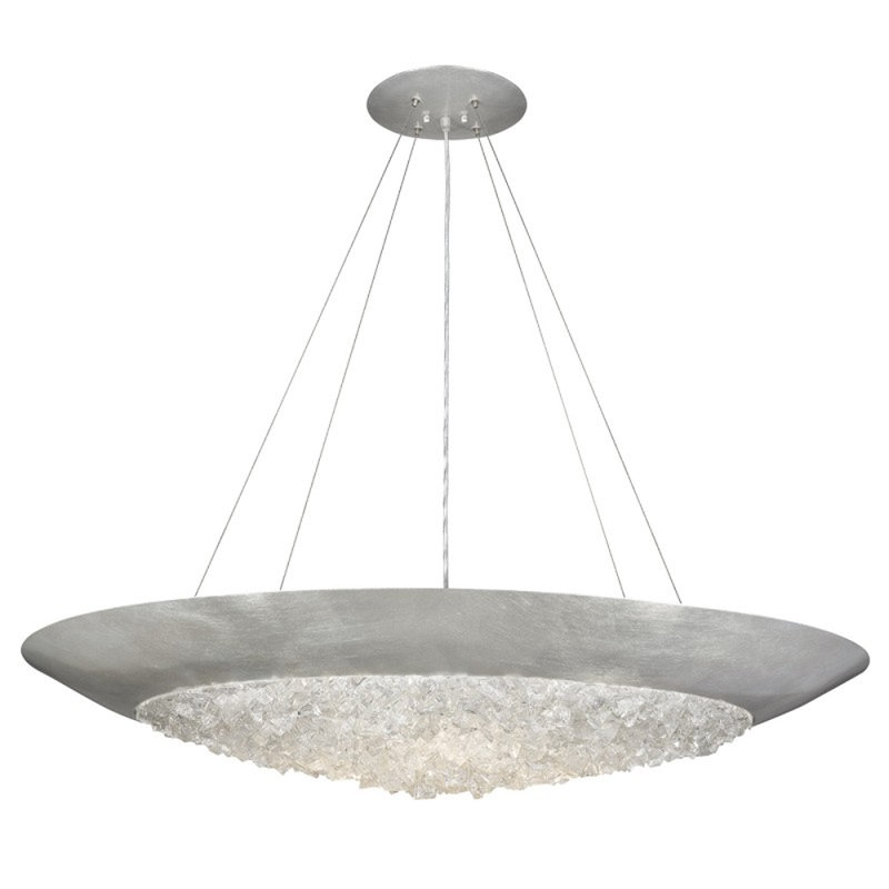 Lustre suspendu Doon Light, Ambre, Feuille d'argent, 18" Diameter x 7" Height