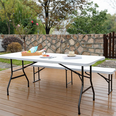 8FT Black Portable Collapsible Plastic Banquet Table - Indoor & Outdoor Use
