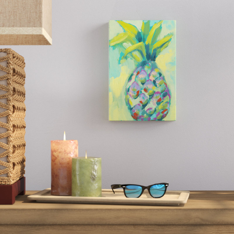 «Vibrant Pineapple I», peinture sur toile, H 12 po x l 8 po