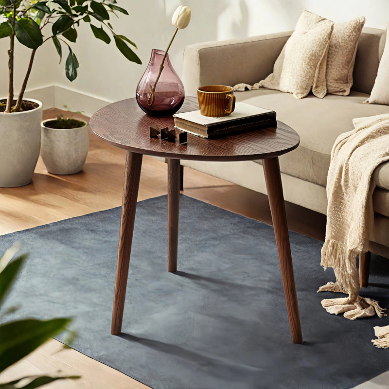 Wood Pebble Shaped Low coffee table, 15.75" H x 33.46" W x 22.83" D, Walnut
