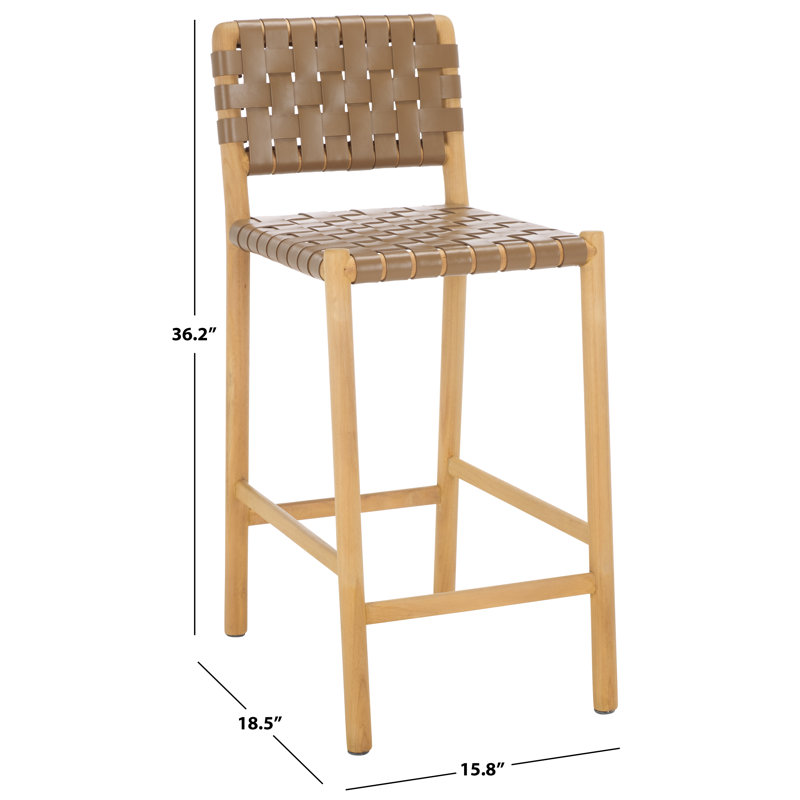 Jeremiah Woven Leather Counter Stool, Brown, Natural