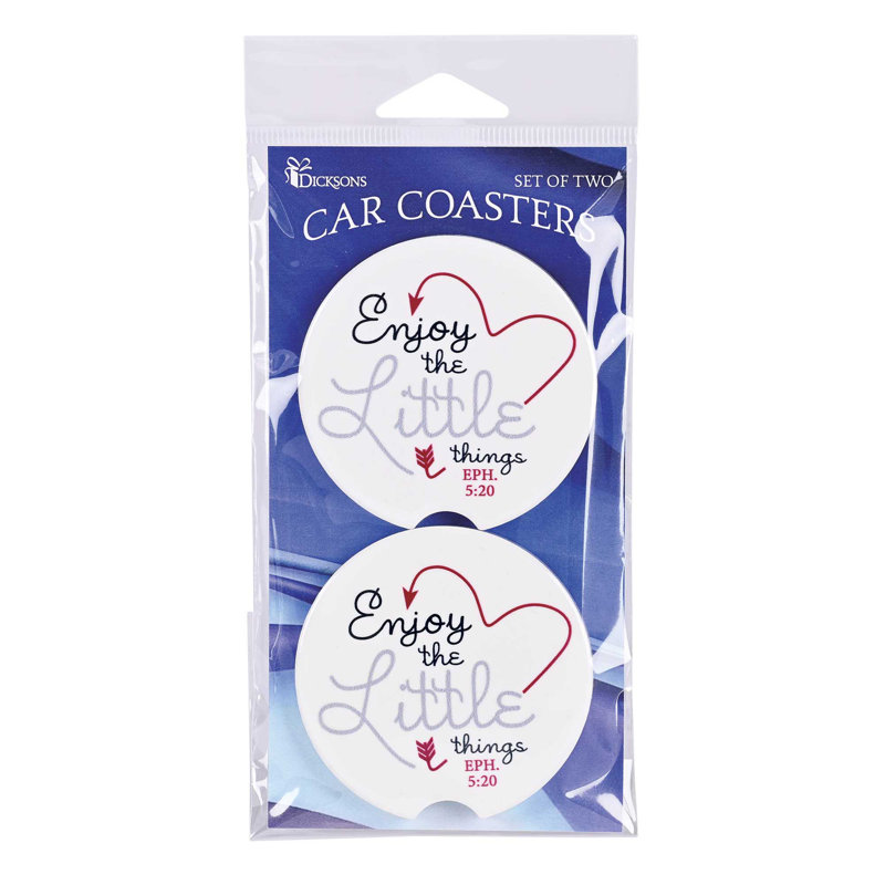 Inspirational White Ceramic Round Car Coaster Set