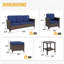 Ensemble de conversation pour patio 6 pièces en osier brun avec canapé 3 places, repose-pieds-894463226