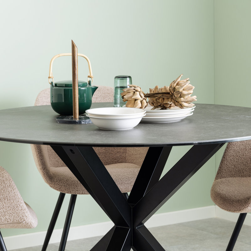Harrisonburg Round Metal Base Dining Table, Black