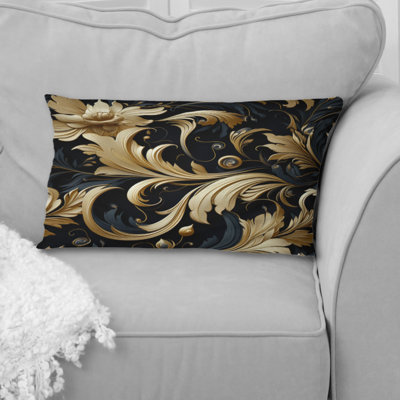 Coussin en polyester noir et doré Intrigue Elegance