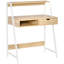 Bureau de bureau polyvalent avec rangement et tablette de présentation, idéal pour les petits espaces et les espaces de travail organisés.