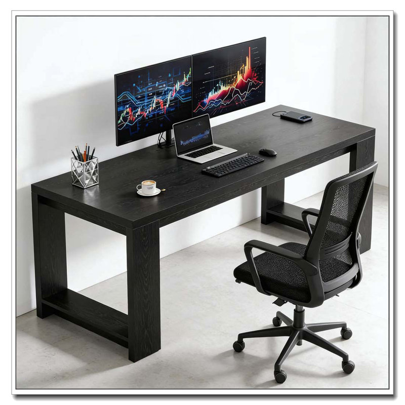Elegant Kitchen Table,Extra-LongDining Table, Black
