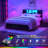 Kailynn Metal Bed Frame with Headboard, LED Lights and USB Ports, Large Storage Space-879657237-879657243