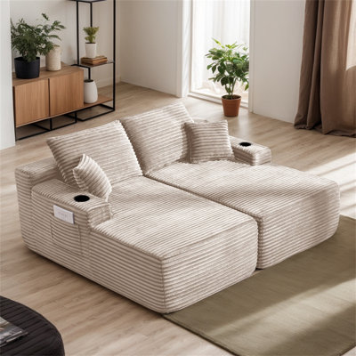 Canapé modulaire de 69 po en forme de nuage, méridienne en forme de L avec méridienne en forme de R avec assise profonde et confortable canapé 2 places