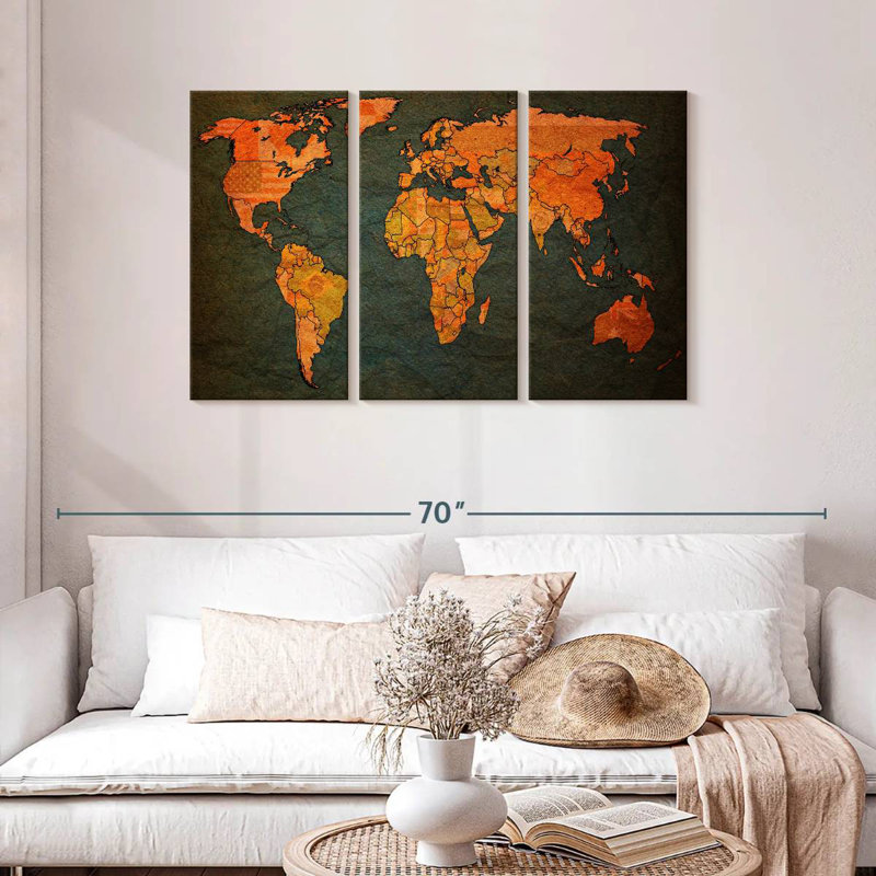 Aliaz Flags World Map, 28" H x 45" W