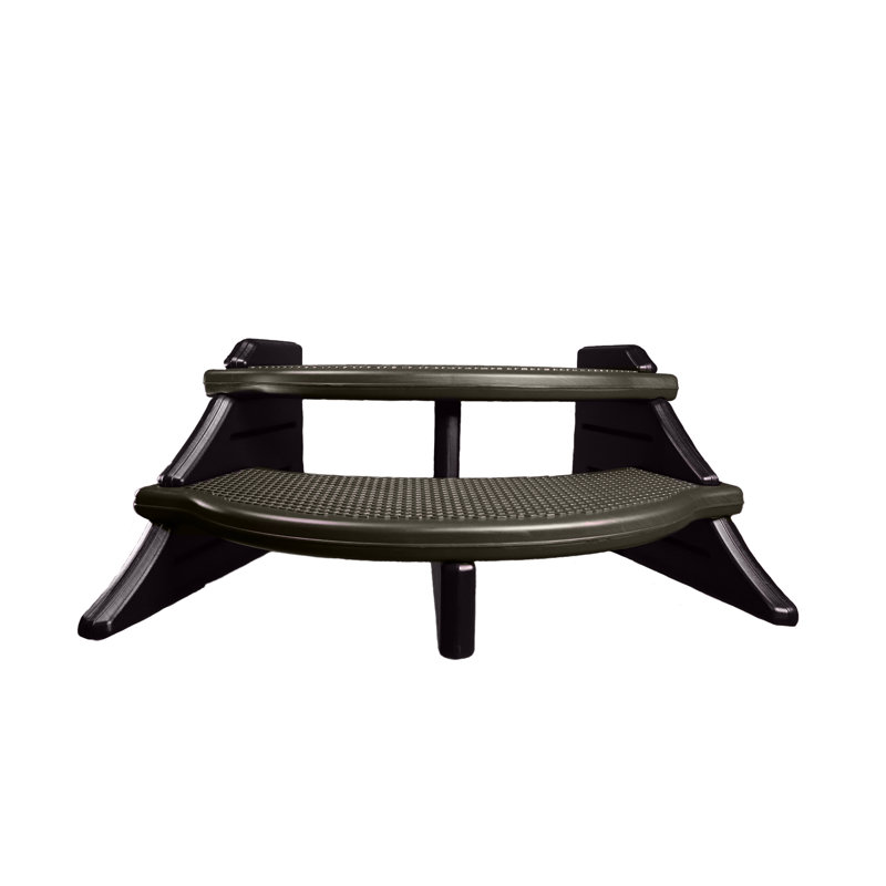 Deep Gray Resin Slip-Resistant Hot Tub Step with Oversized Treads