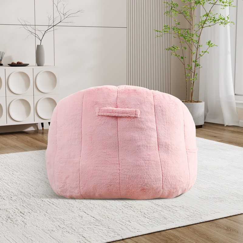 Bean Bag Chair,Tufted Lazy Sofa Comfy Chairs, Fausse fourrure rose