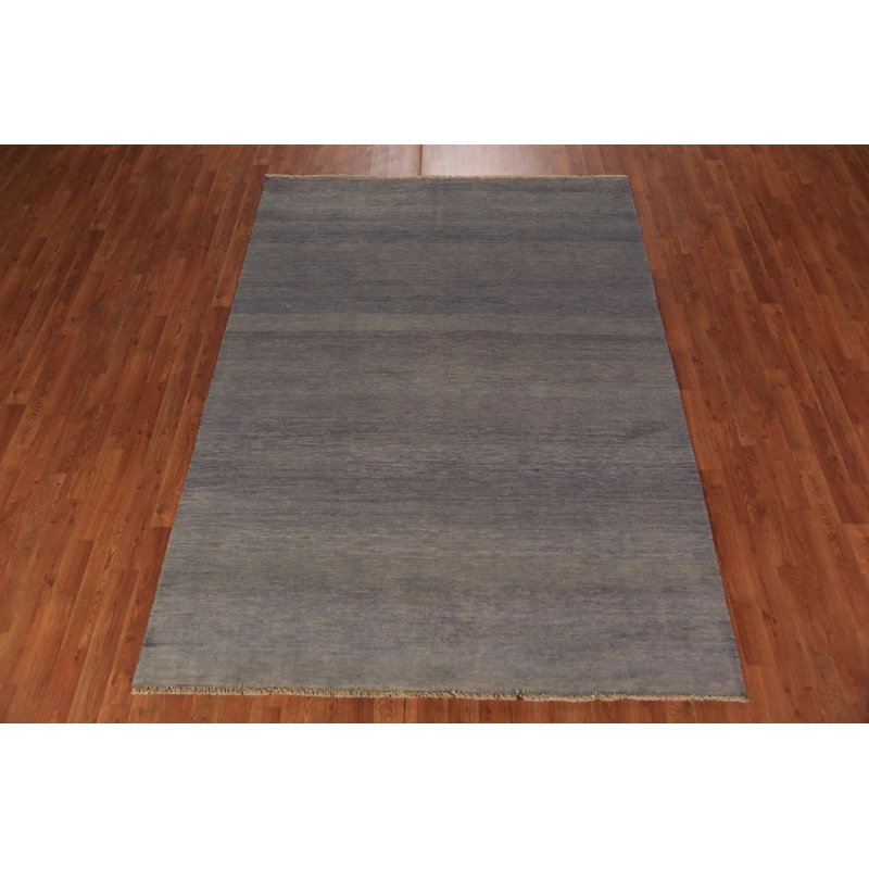 Tapis gris et gris en laine Gabbeh 6 x 8