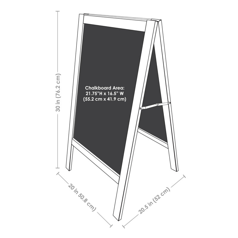 Magnetic A-Frame Chalkboard Sign - Double-Sided Chalk Sandwich Board Sidewalk Sign - 30" X 20" - White