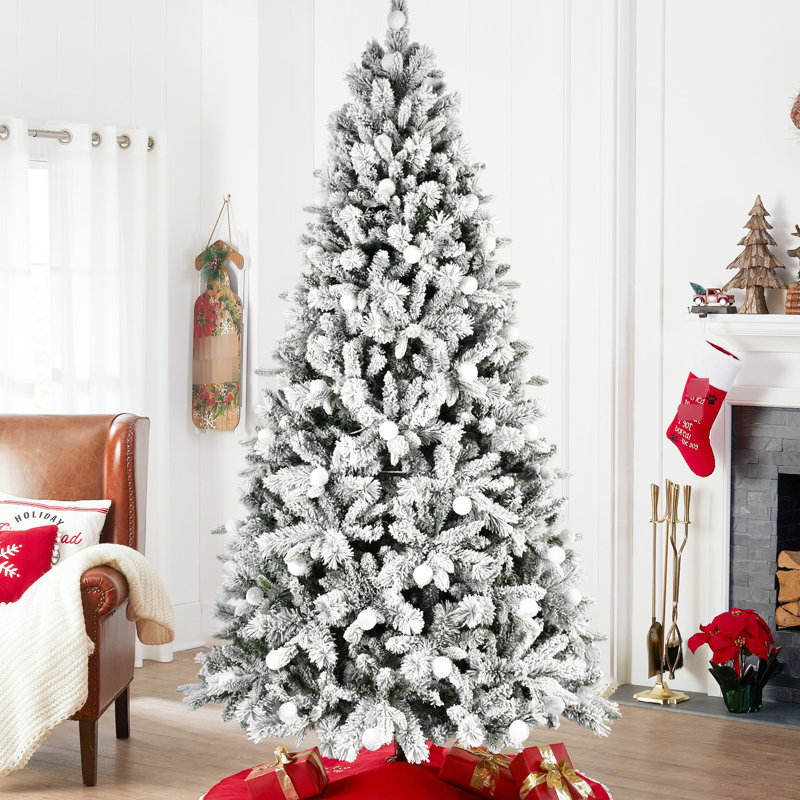 Arbre de Noël 7,5 pi avec 400 lumières DEL colorées, 10 modes d'éclairage, interrupteur au pied, aiguille dure Pe + + réaliste, support en métal stable et apparence d'hiver G45, 1523 -, décor