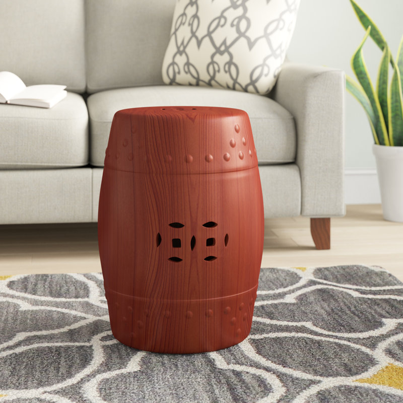 Tabouret de jardin en céramique Joto, Finition en bois rouge
