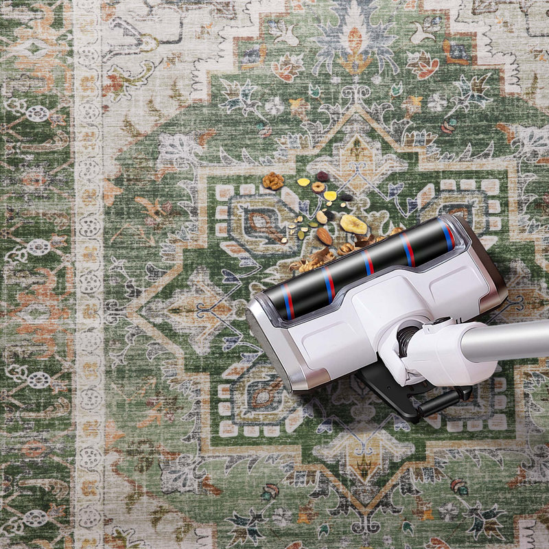 Tapis d'intérieur lavable vintage à poils courts Boho, Rectangle 5 pi x 7 pi