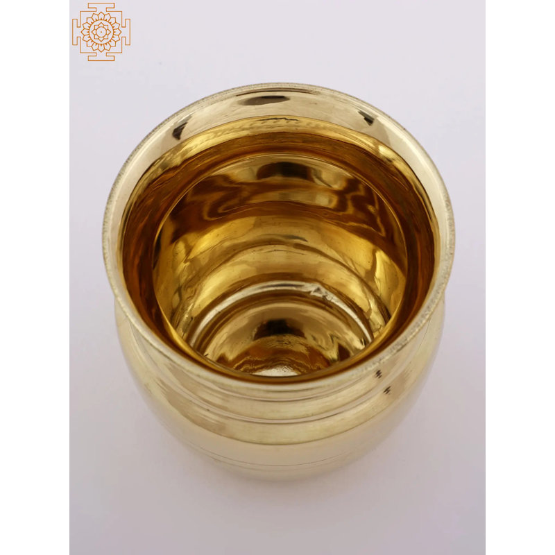 Petit vase rituel indien traditionnel de 2 pouces pour autels, Puja Kalash, en laiton