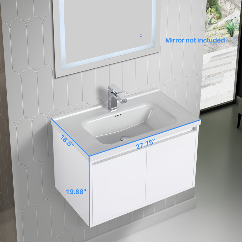 Norwell 28" Floating Bathroom Vanity with Sink – Wall-Mounted Wood Cabinet with Soft-Close Storage for Modern Bathrooms