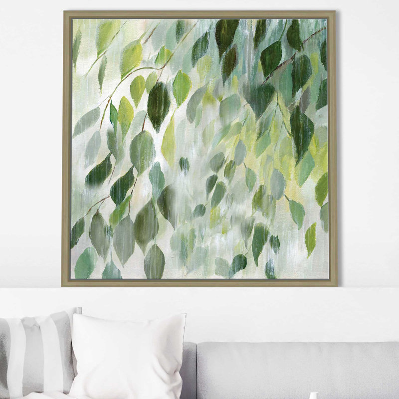 «Misty Leaves (Square)» par Nan Print, Cadre flottant champagne, H 31,5 po x l 31,5 po x P 2 po