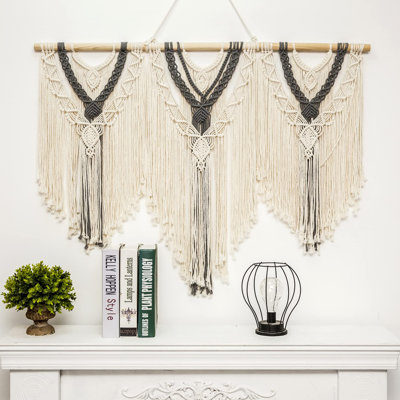 Large Lace Wall Hanging, Bohemian Style Tapestry Lace Wall Art, Chic Bohemian Handwoven Tapestry Home Decor (Beige-grey)