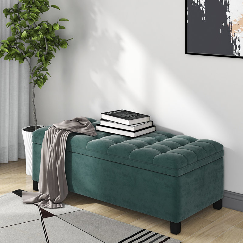 Banc de rangement à couvercle rabattable Droitwich, Vert