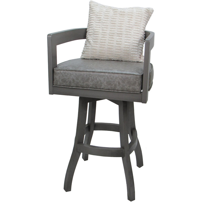 Vinyle marbré Megill - coussin crème, Bar Stool (30" Seat Height), Grey, Gray