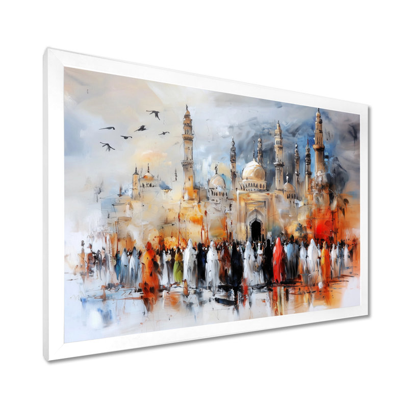 «Prayer Time pendant le Ramadan III», impression d'art mural paysage, H 34 po x l 44 po, Blanc