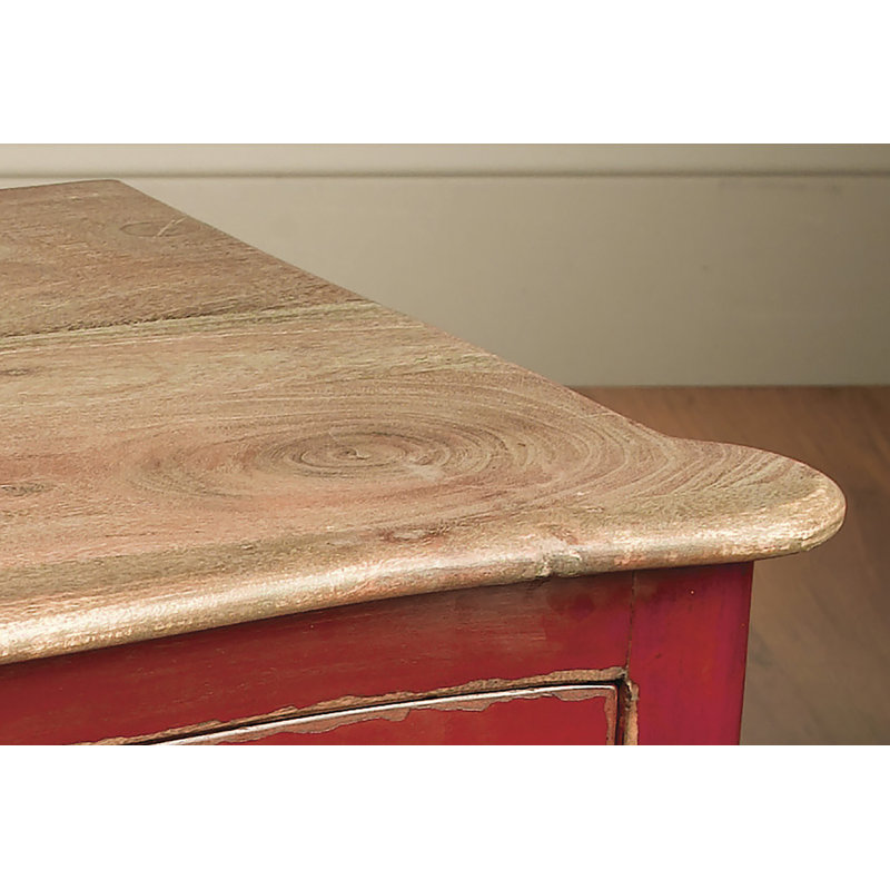 Commode anglaise 3 tiroirs Steverson, Rouge