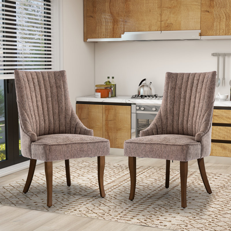 Crossland Dining Chairs, Upholstered Accent Parsons Diner Chair for Kitchen, Brown