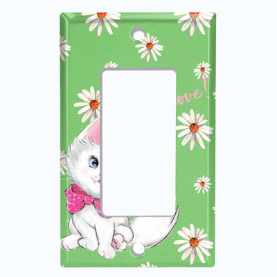 Mignon chat, cœurs roses et fleurs