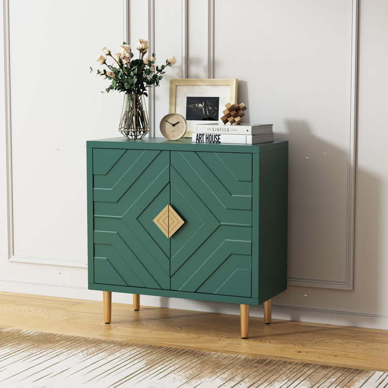 Shenade 31.7'' Modern Sideboard Buffet Cabinet with 2 Decorative Embossed Pattern Doors, Green