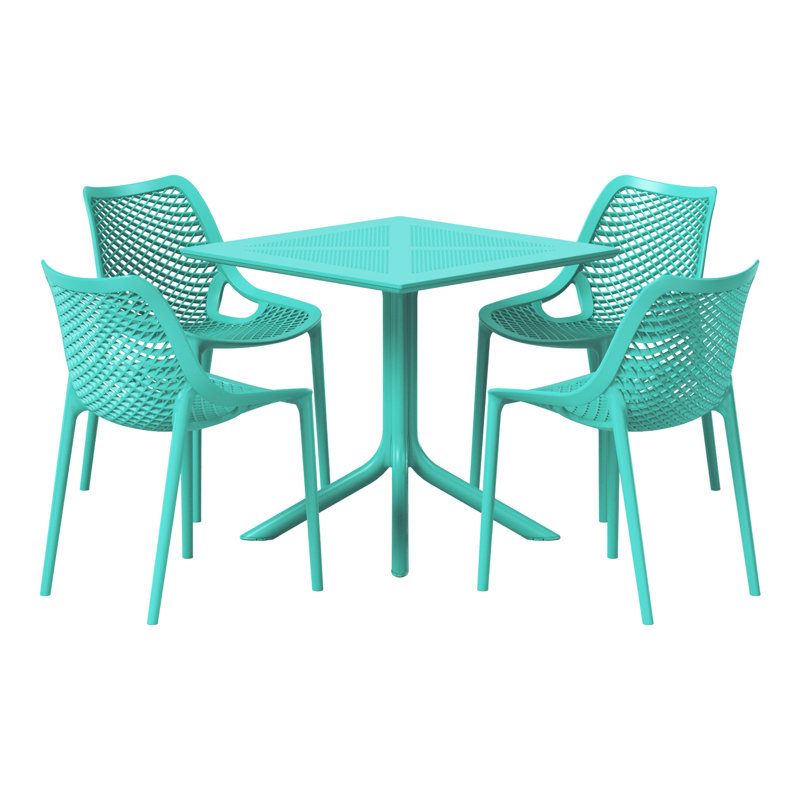 4-Person Outdoor Square Dining Set, Teal