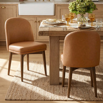 Chaises de salle à manger en similicuir avec pieds en finition noyer