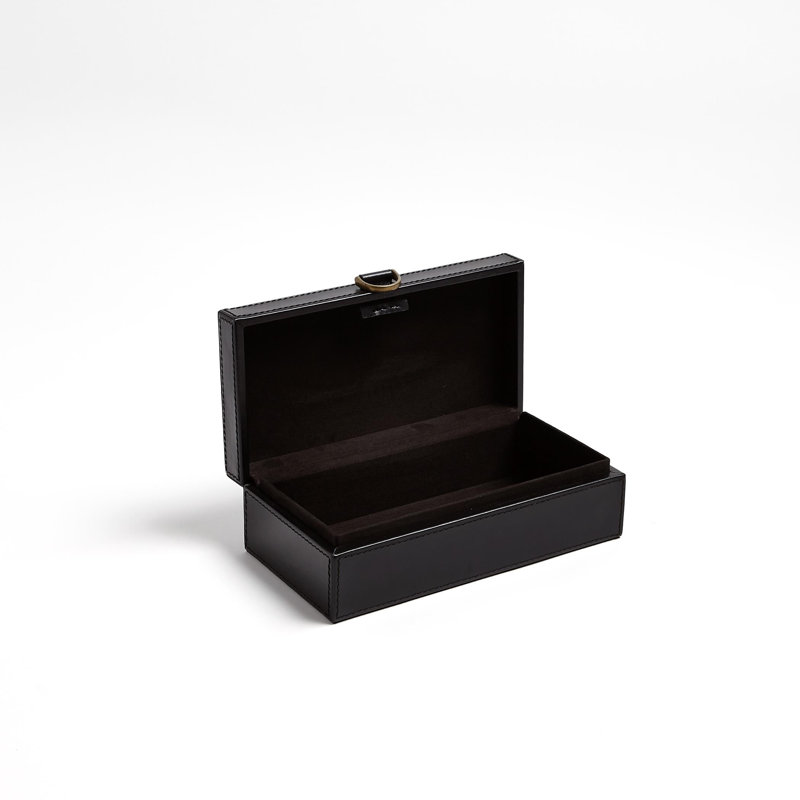 Boîte à bagues en cuir marbré, H 3,25 po x l 5,75 po x P 10 po, Noir