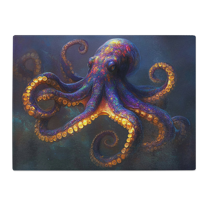 Octopus Artwork  Glass Chopping Board