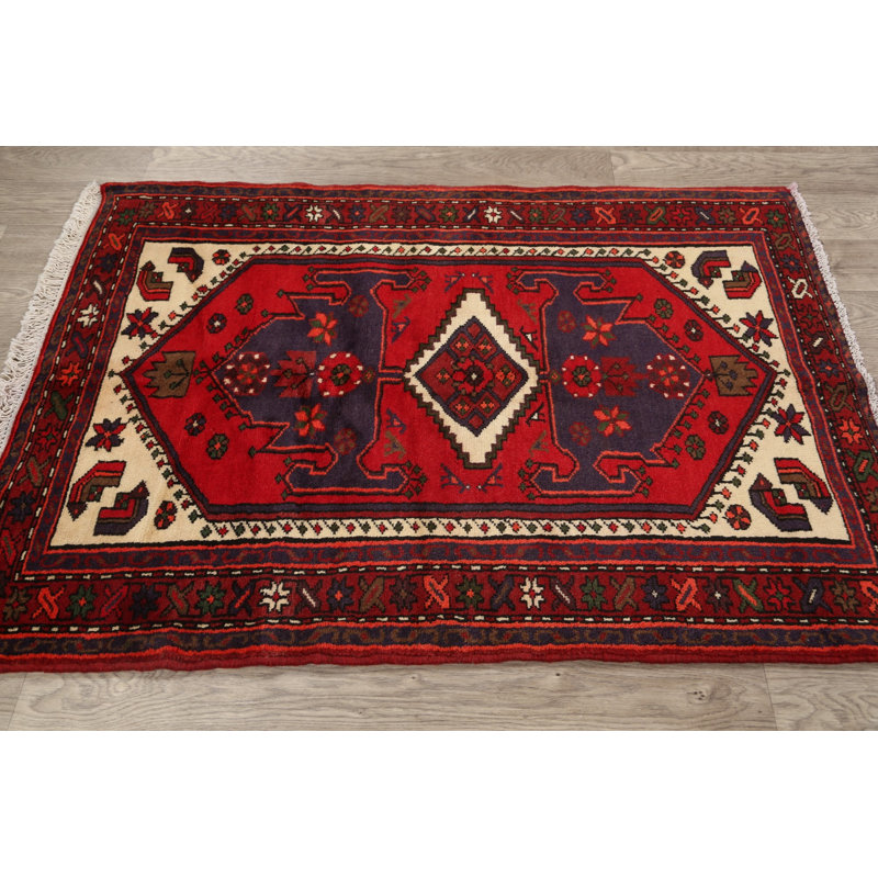 Tapis décoratif en laine noué à la main de conception unique 3 pi 4 po x 4 pi 7 po New Age