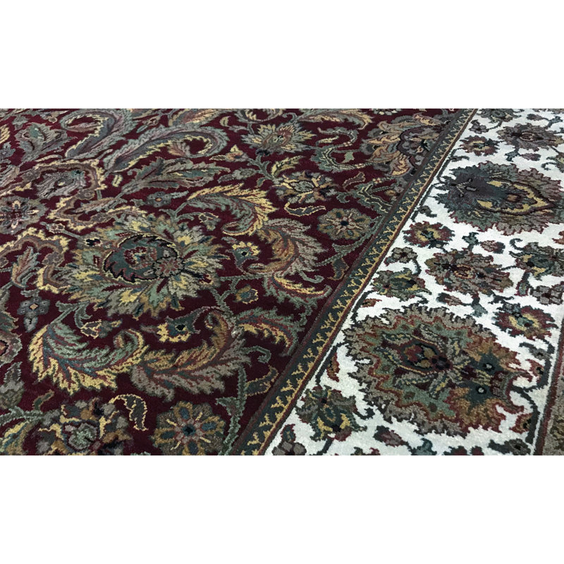 Tapis rouge et ivoire de haute qualité noué à la main Trinity